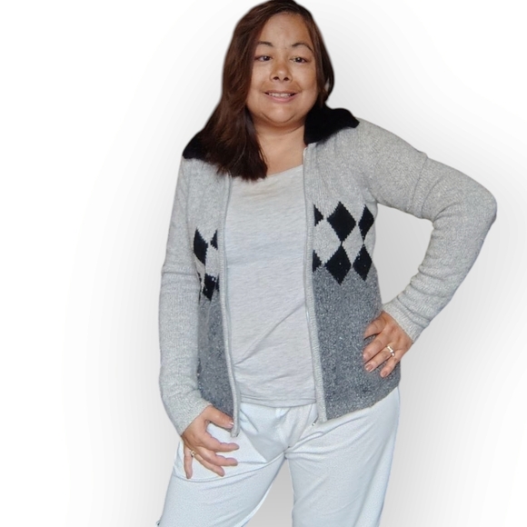 🎊3 FOR $10 HECHTER WOMENS SMALL ZIP UP LAMBSWOOL CARDIGAN SWEATER - Picture 4 of 5